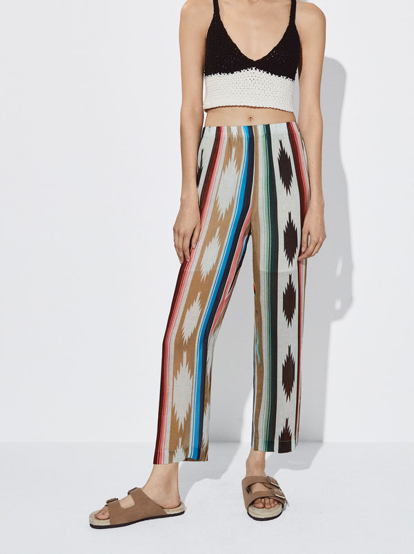 Printed Pants With Elastic Waistband