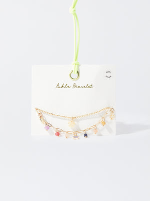 Anklet With Gemstones And Charms