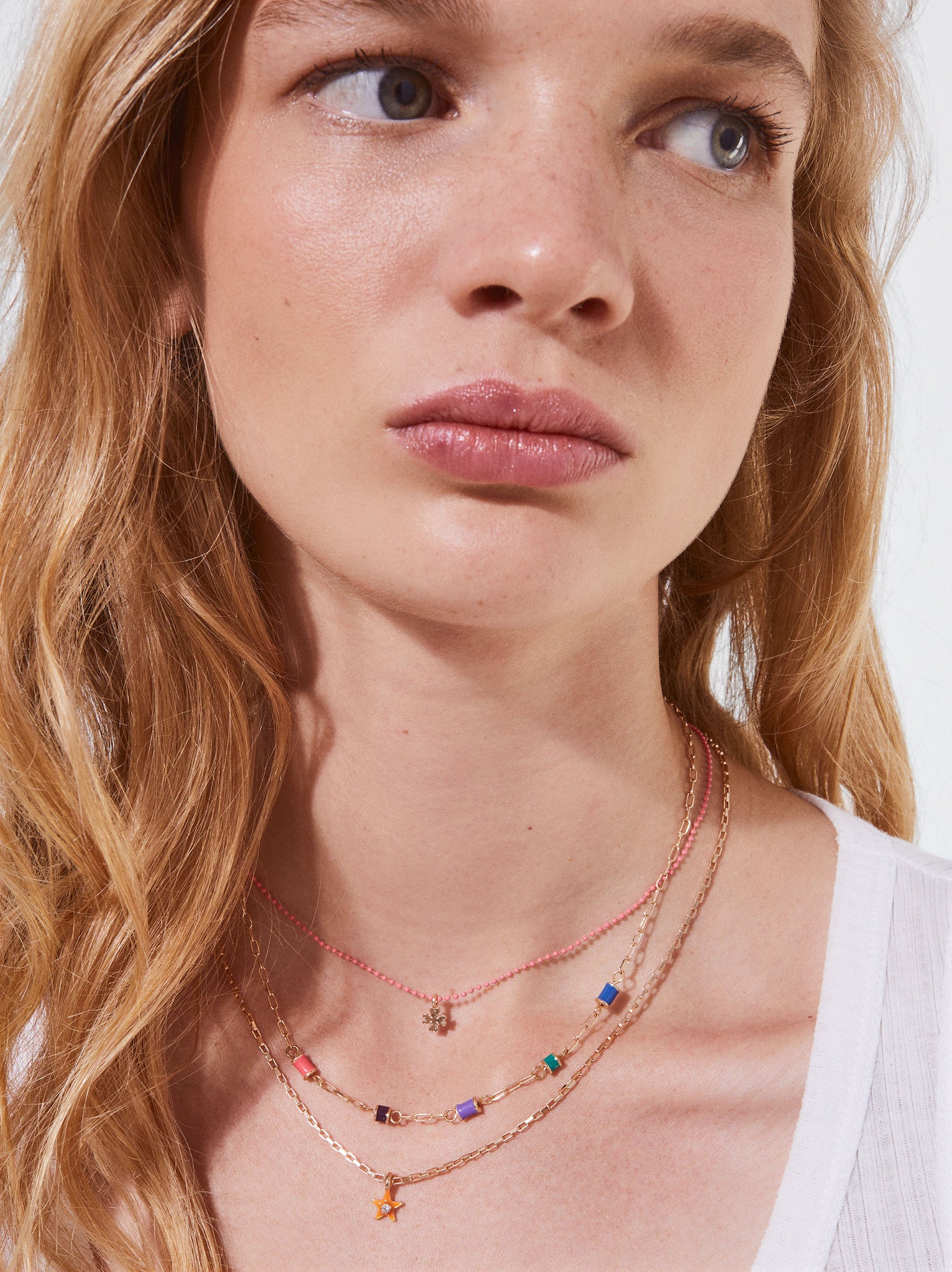 Set Of Gold-Toned Necklaces With Enamel
