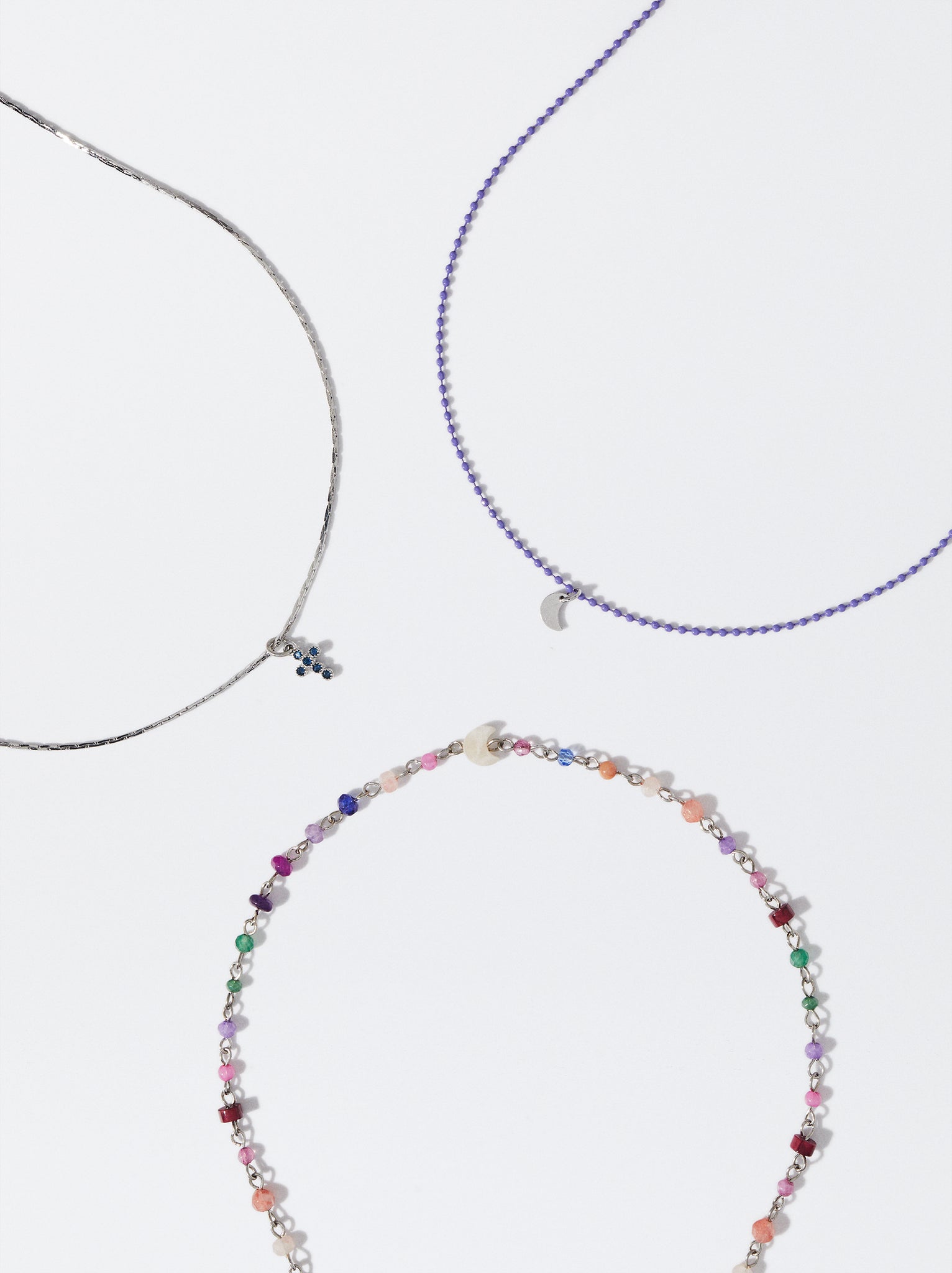 Set Of Necklaces With Gemstones And Cubic Zirconia