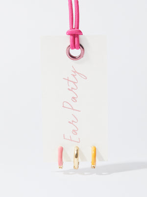 Set Of Hoop Earrings With Enamel